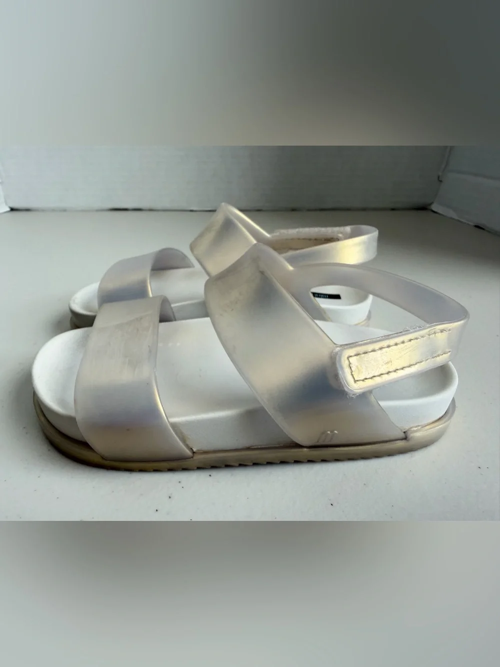 Mini Melissa Cosmic Jelly Sandals Girls US 10 Pearly Silver